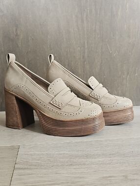 Mia Yisel Preppy Academia Back To School Platform Loafer Chunky Pumps, Sz 7.5
